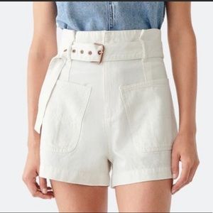 NWT DL1961 Paperbag Waist White Belted Camille Shorts